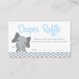 Niedlicher Elefant Zickzack Blue Diaper Raffle Tic Begleitkarte
