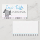 Niedlicher Elefant Zickzack Blue Diaper Raffle Tic Begleitkarte (Vorne/Hinten)