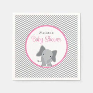 Niedlicher Elefant-Zickzack rosa Baby-Dusche Serviette