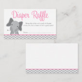 Niedlicher Elefant, Zickzack rosa Windeln, Raffle  Begleitkarte (Vorne/Hinten)