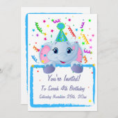 Niedlicher Elefant zum Geburtstag Einladung (Vorne/Hinten)
