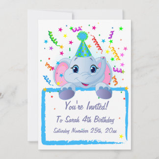 Niedlicher Elefant zum Geburtstag Einladung