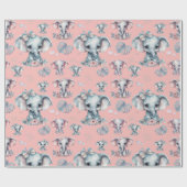 Niedlicher Elefantendruck auf rosa Hintergrund Geschenkpapier (Flach)