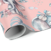Niedlicher Elefantendruck auf rosa Hintergrund Geschenkpapier (Rolleneckpunkt)
