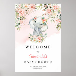 Niedlicher Elefantendusche Mädchen Babydusche Will Poster