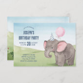 Niedlicher Elefantengeburtstag Einladung (Vorne/Hinten)