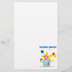 niedlicher Elefantengott segne Amerikas patriotisc Briefpapier