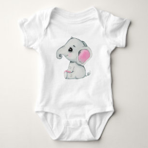 Niedlicher Elefantenjunge Bodysuit Rosa rustikal Baby Strampler