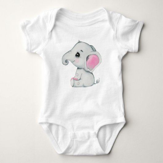 Niedlicher Elefantenjunge Bodysuit Rosa rustikal Baby Strampler (Vorderseite)