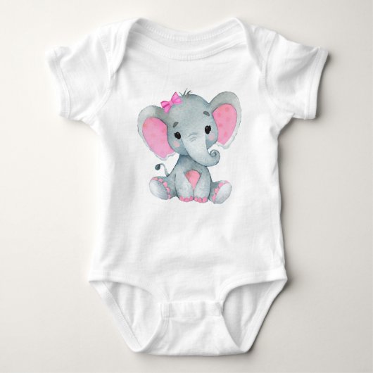Niedlicher Elefantenjunge Bodysuit Rosa rustikal Baby Strampler (Vorderseite)