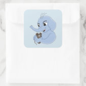 Niedlicher Elefantenjunge Cartoon-Aufkleber Quadratischer Aufkleber (Tasche)