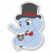 Niedlicher Elefantenjunge Cartoon mit individuelle Aufkleber (Vorderseite)