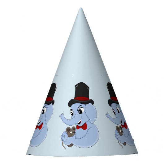 Niedlicher Elefantenjunge Cartoon Party Hut Partyhütchen (Vorderseite)