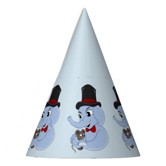 Niedlicher Elefantenjunge Cartoon Party Hut Partyhütchen (Links)