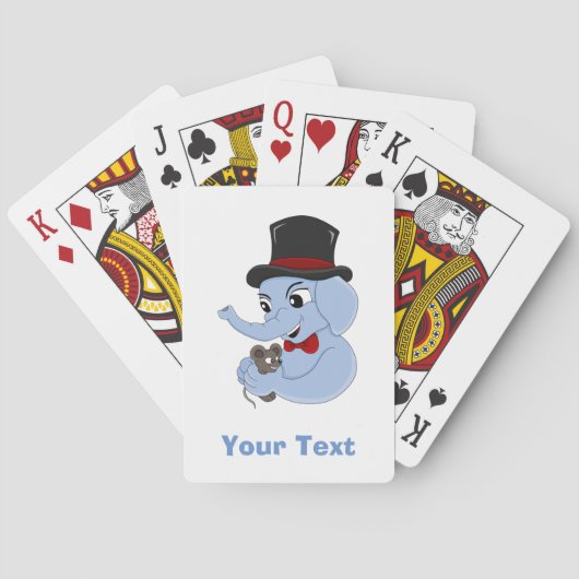 Niedlicher Elefantenjunge Cartoon spielt Karten Spielkarten (Rückseite)