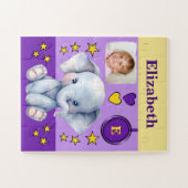 Niedlicher Elefantenname Foto lila Gelbe Kinder Puzzle (Horizontal)