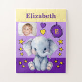Niedlicher Elefantenname Foto lila Gelbe Kinder Puzzle (Vertikal)