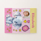 Niedlicher Elefantenname Foto Rosa Gelbe Kinder Puzzle (Horizontal)