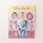 Niedlicher Elefantenname Foto Rosa Gelbe Kinder Puzzle (Vertikal)
