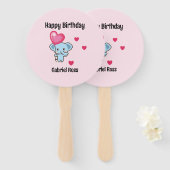 Niedlicher Elefantenrosa Geburtstag Fächer (Vorne und Hinten)