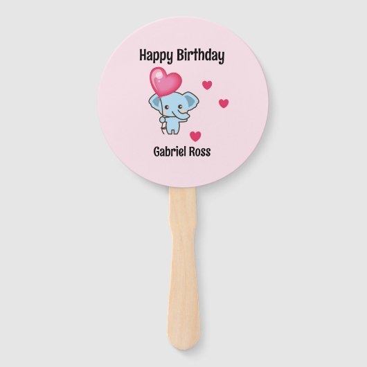 Niedlicher Elefantenrosa Geburtstag Fächer (Vorderseite)