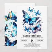 Niedlicher Elegant Butterfly Boy Geburtstag Einladung (Vorne/Hinten)