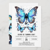 Niedlicher Elegant Butterfly Boy Geburtstag Einladung (Vorne/Hinten)