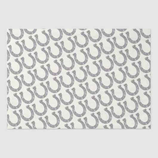 Niedlicher Elegant Glam Horseshoe Silver Glitzer Seidenpapier (Vorderseite)