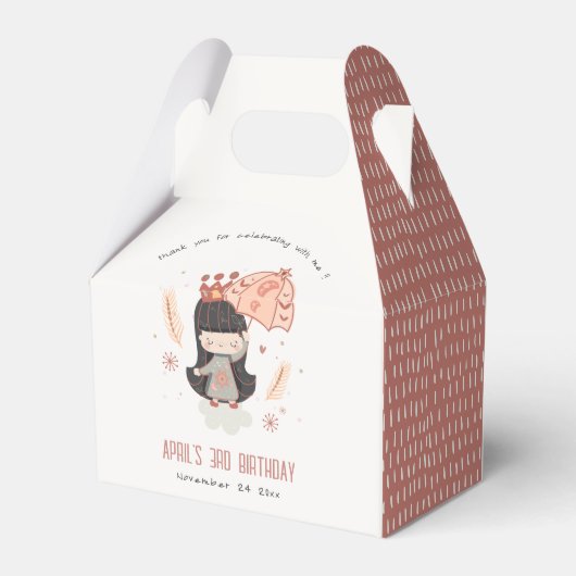 Niedlicher Elegant Rust Boho Prinzessin über Wolke Geschenkschachtel (Rückseite)