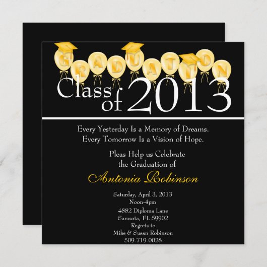 Niedlicher Eleganter Abschluss Ankündigung/Einladu Einladung (Vorne/Hinten)