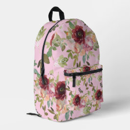Niedlicher Eleganter Frühling Rosa Wasserfarben Bedruckter Rucksack