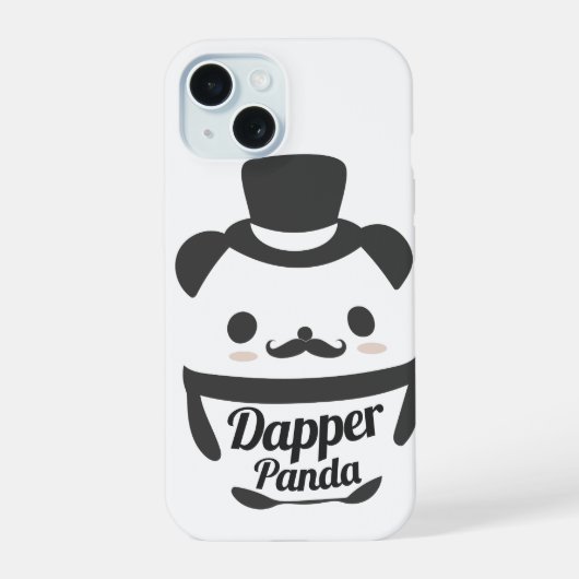 Niedlicher eleganter Panda mit Zylinder iPhone 15 Hülle (Rückseite)