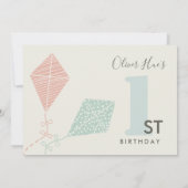 NIEDLICHER ELEGANTER PINK BLUE KITE KIDS TODDLER B EINLADUNG (Rückseite)