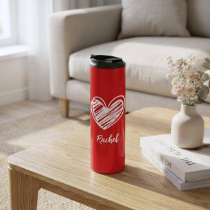 Niedlicher eleganter Skriptname Moderne Herzen Lie Thermosbecher