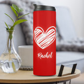 Niedlicher eleganter Skriptname Moderne Herzen Lie Thermosbecher