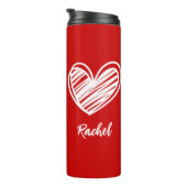 Niedlicher eleganter Skriptname Moderne Herzen Lie Thermosbecher (Nach rechts gedreht)
