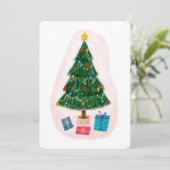 Niedlicher eleganter Weihnachtsbaum mit Geschenken Feiertagskarte (Stehend Vorderseite)