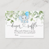 Niedlicher Elephant Baby Shower Boy Diaper Raffles Begleitkarte (Vorderseite)