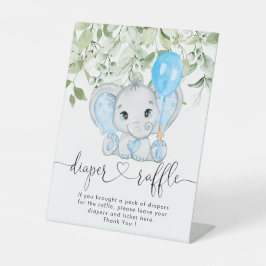 Niedlicher Elephant Baby Shower Boy Diaper Raffles Sockelschild
