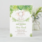 Niedlicher Elephant Baby Shower Jungle Animals Boy Einladung (Stehend Vorderseite)