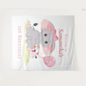 Niedlicher Elephant-Ballon Girl Geburtstagsgrinsen Wandteppich (Vorderseite (Horizontal))