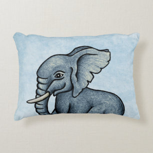 Niedlicher Elephant Blau Personalisiert Akzent Pil Dekokissen