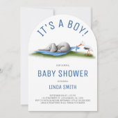 Niedlicher Elephant Blue Boy Baby Shower Arch Einladung (Vorderseite)