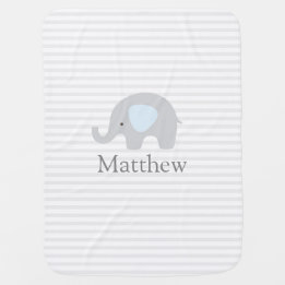 Niedlicher Elephant Blue Graue Stripe Baby Blanket Babydecke