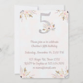 Niedlicher Elephant Boho Floral Fünftter Geburtsta Einladung (Rückseite)