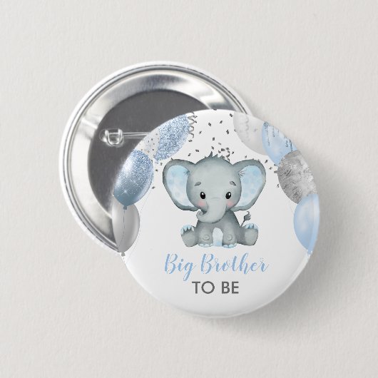 Niedlicher Elephant Boy Balloons Baby Shower Broth Button (Vorne & Hinten)