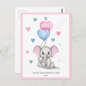 Niedlicher Elephant-Cartoon | Personalisierte Vale Postkarte (Vorne/Hinten)