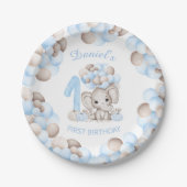 Niedlicher Elephant Fall Boy Paper-Teller zum erst Pappteller (Vorderseite)