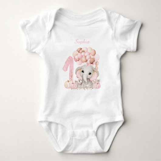 Niedlicher Elephant Fall Girl Bodysuit Baby Strampler (Vorderseite)