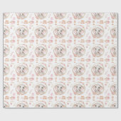 Niedlicher Elephant, floralweißer Rosa Mädchenname Geschenkpapier (Flach)